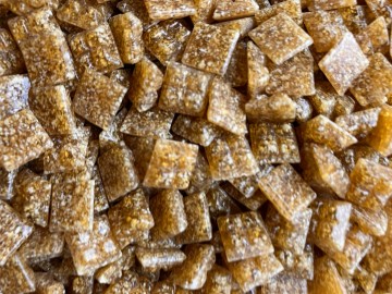 (koopjes) Glas Vierkantjes 10 mm 100 gram Bruin