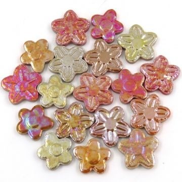 Keramiek Bloemetjes Parelmoer 50 gram Rood-Oranje-Geel tinten