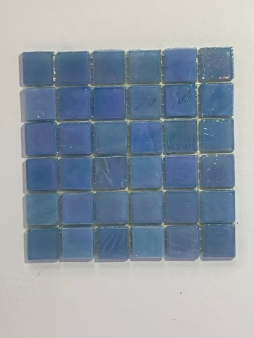 Glas Vierkantjes 15mm divers 36 stuks Lichtblauw Parelmoer