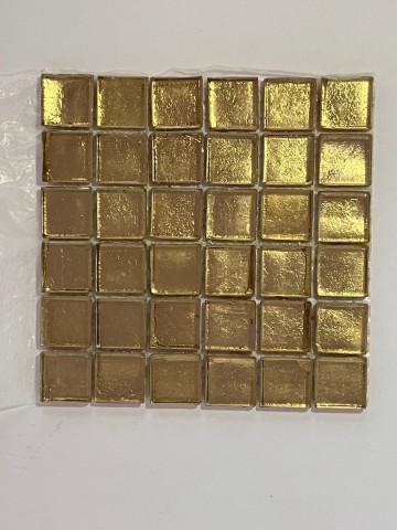 Glas Vierkantjes 15mm Metallic 36 stuks Licht Goud