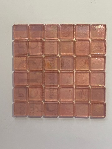 Glas Vierkantjes 15mm divers 36 stuks Lichtroze Parelmoer Transparant