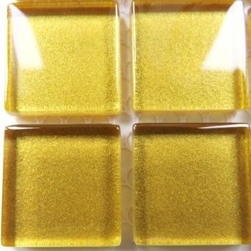 Glas Vierkantjes 20mm Glitter 49 stuks Glanzend Goud