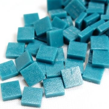 (koopjes) Glas Vierkantjes 12mm 100 gram mat Donker Turquoise 016