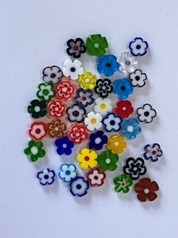 Millefiori Glaskralen 40 stuks Bloem 7-8 mm Multi kleuren