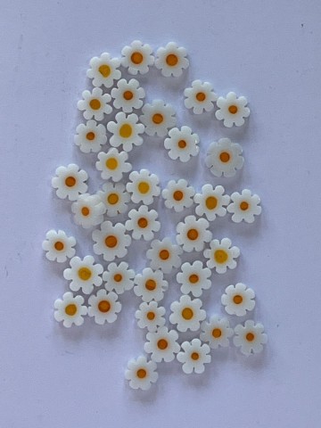 Millefiori Glaskralen 40 stuks Bloem 7-8 mm Wit-Geel