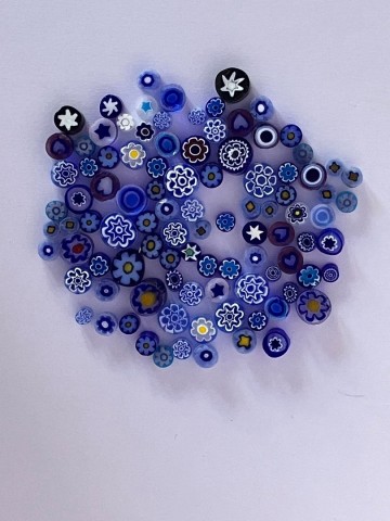 Millefiori 25 gram Rond 4-8 mm Blauw Mix