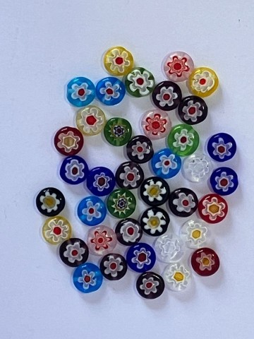 Millefiori Glaskralen 40 stuks Rond 7-8 mm Multi kleuren