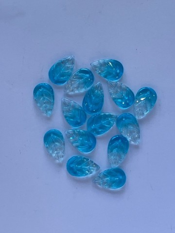 Glas Blaadjes mini 15 stuks Zee Blauw
