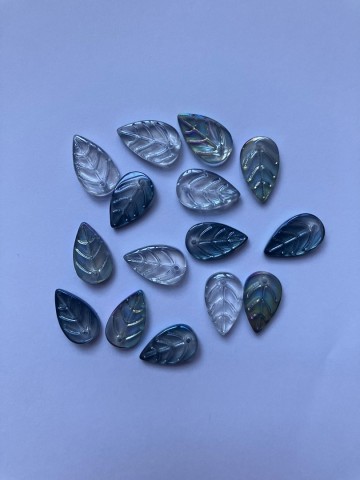 Glas Blaadjes mini 15 stuks Mix Jeans-Grijs