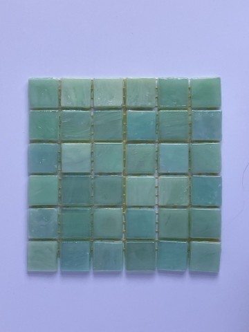 Glas Vierkantjes 15mm divers 36 stuks Mint Groen Parelmoer