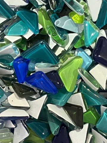 Glas Puzzelmix (Soft Glass) 100 Gram Blauw-Groen Mix