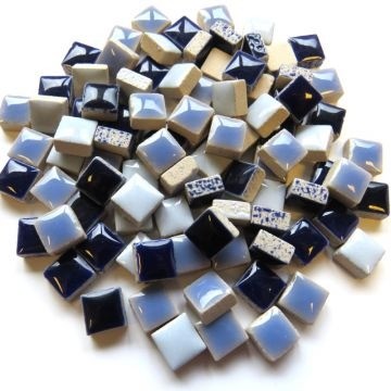 Keramiek Vierkantjes 10 mm 100 gram Blauw Mix