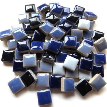 Keramiek Vierkantjes 12 mm 100 gram Mix Blauw