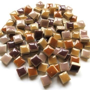 Keramiek Vierkantjes 10 mm 100 gram Bruin Mix