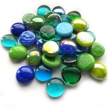 Glas Nuggets Medium Mix 50 gram Groen-Blauw