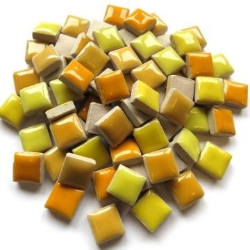 Keramiek Vierkantjes 12 mm 100 gram Mix Geel