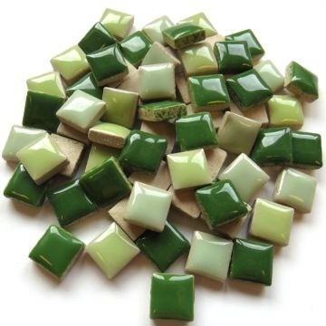 Keramiek Vierkantjes 12 mm 100 gram Mix Groen