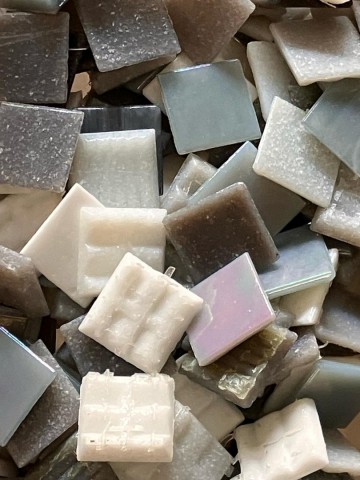 Glas Vierkantjes 20mm 500 gram voordeelzakken Luxe Grijs Mix