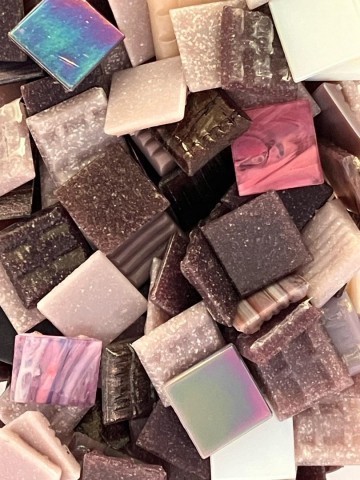 Glas Vierkantjes 20mm 500 gram voordeelzakken Luxe Paars Mix