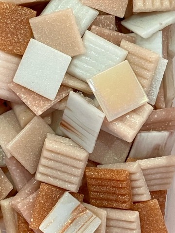 Glas Vierkantjes 20mm 500 gram voordeelzakken Luxe Roze Mix