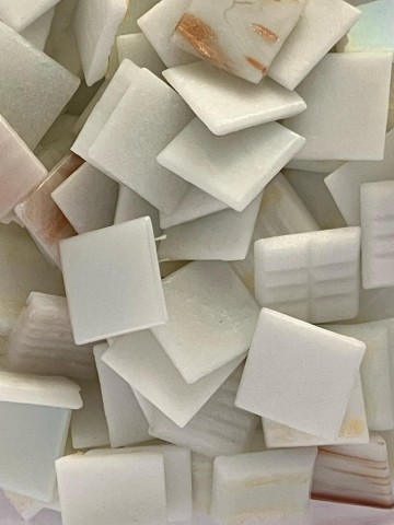 Glas Vierkantjes 20mm 500 gram voordeelzakken Luxe Wit Mix