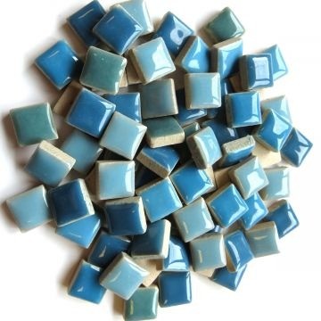 Keramiek Vierkantjes 12 mm 100 gram Mix Oceaan