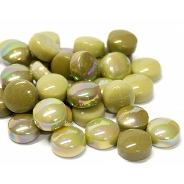 Glas Rondjes 12mm Mix 50 Gram Olijf Groen