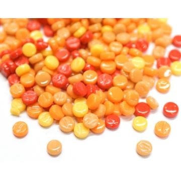 Glas Rondjes 8mm mix kleuren 50 gram Oranje-Rood-Geel