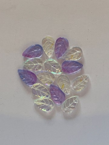 Glas Blaadjes mini 15 stuks Paars-Crystal Mix