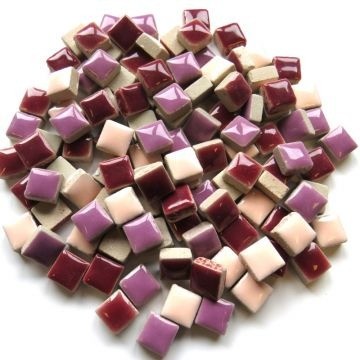 Keramiek Vierkantjes 10 mm 100 gram Paars-Roze Mix