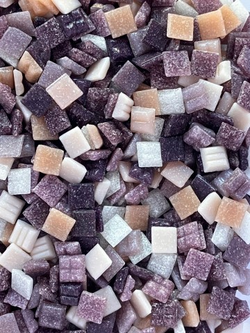 Glas Vierkantjes 10mm mixkleuren 100 gram Roze-Paars