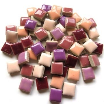 Keramiek Vierkantjes 12 mm 100 gram Mix Roze-Paars