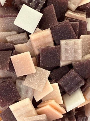 Glas Vierkantjes 20mm 500 gram voordeelzakken Roze-Paars Mix