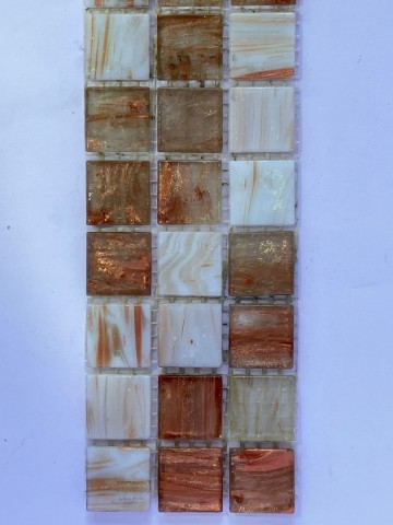 Glas Vierkantjes 20mm Goudader 45 stuks Wit-Rosé Mix