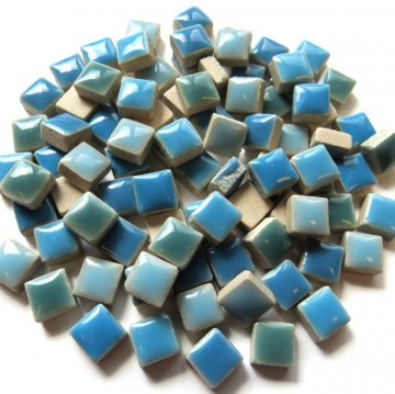 Keramiek Vierkantjes 10 mm 100 gram Zeeblauw Mix