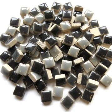 Keramiek Vierkantjes 10 mm 100 gram Wit-Zwart-Grijs Mix