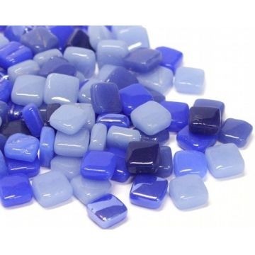 Glas Vierkantjes 8mm Mixkleuren 50 gram Blauw