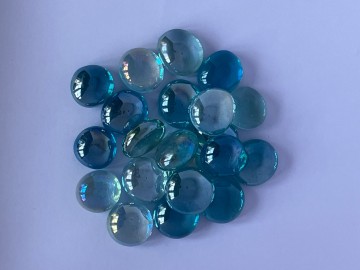 Glas Nuggets Medium Mix 50 gram Licht Zeeblauw-Turquoise Clear Diamant
