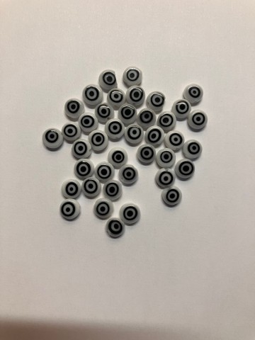 Millefiori Glaskralen 40 stuks Oogjes 5-6 mm Wit-Zwart