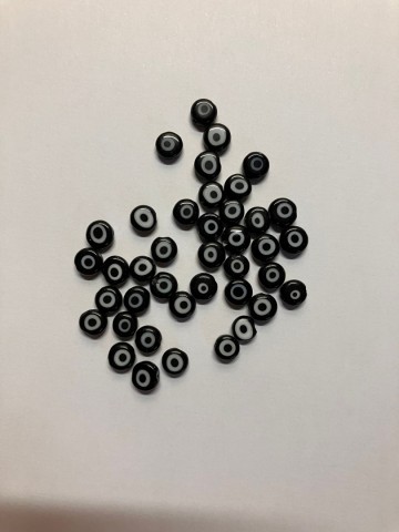 Millefiori Glaskralen 40 stuks Oogjes 5-6 mm Zwart-Wit