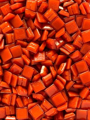 Glas Vierkantjes 10mm Basis 50 gram Oranje-Rood