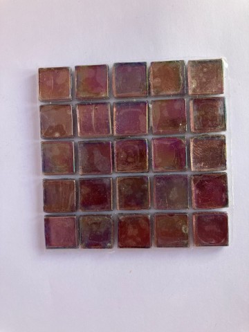 Glas Vierkantjes 15mm Metallic 25 stuks Paars