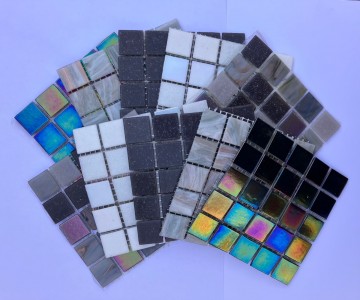 (koopjes) glas vierkantjes pakket 20 mm (10 x 25 stuks) Zwart Wit Grijs