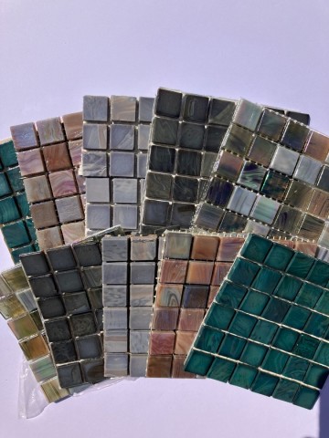 (koopjes) glasvierkantjes pakket 15 mm (10 x 36 stuks) Pakket Earth