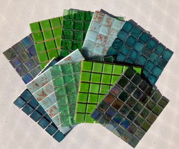 (koopjes) glasvierkantjes pakket 15 mm (10 x 36 stuks) Pakket Groen Pallet