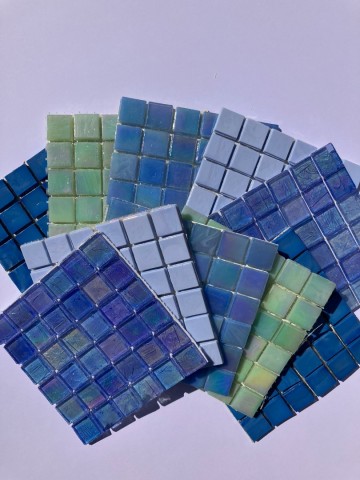 (koopjes) glasvierkantjes pakket 15 mm (10 x 36 stuks) Pakket Ocean