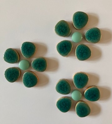 Pebble bloemetjes set van 3 stuks Turquoise