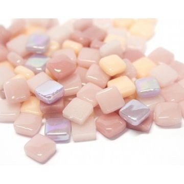 Glas Vierkantjes 8mm Mixkleuren 50 gram Roze