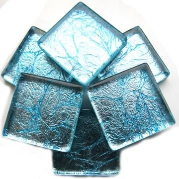 Glas Vierkantjes 20mm Folie 49 stuks Fel Zee Blauw 1002