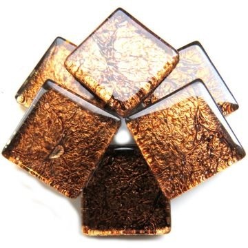 Glas Vierkantjes 20mm Folie 49 stuks Brons 1015